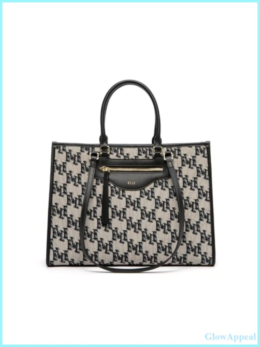 Jacquard Fabric Large Tote Bag Shoulder Bag Zip Pockets Fits 13" Laptop